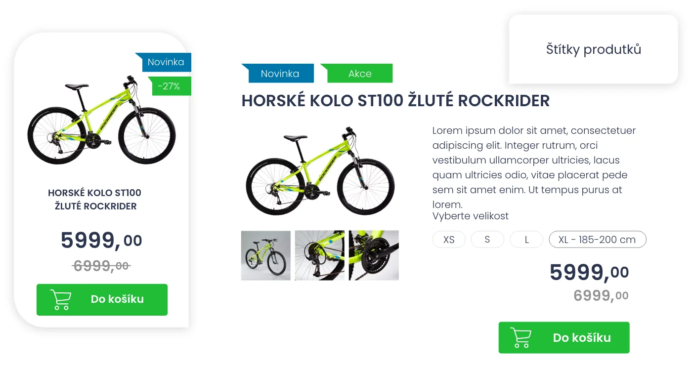 Štítky produktů na e-shopu